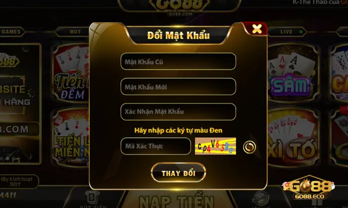 Đổi mật khẩu Go88 dễ dàng